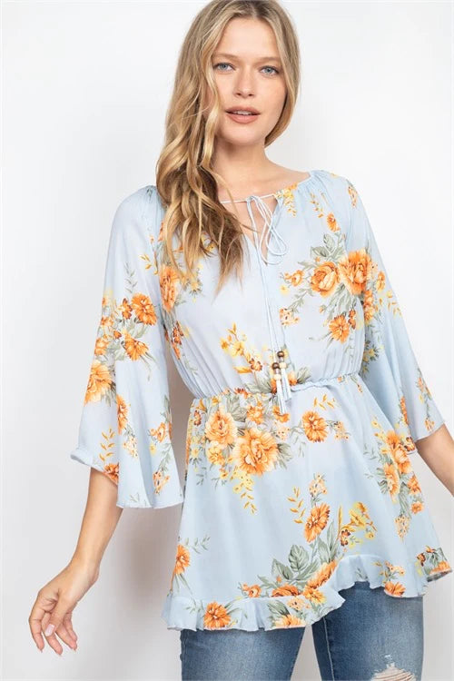 BLUE FLORAL TOP