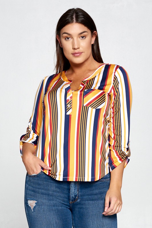 Stripe Plus Size Tops