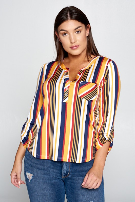 Stripe Plus Size Tops