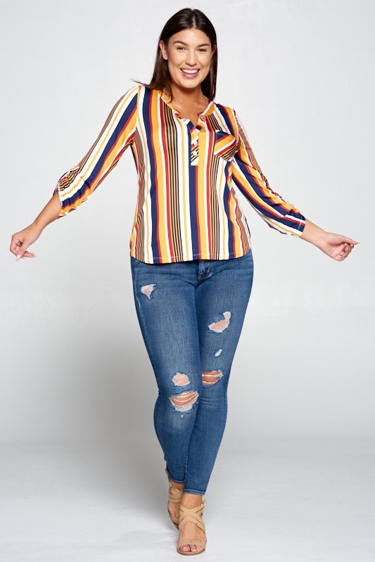 Stripe Plus Size Tops