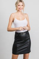Black Aesthetic Belt Millennium Pleather Mini Skirt