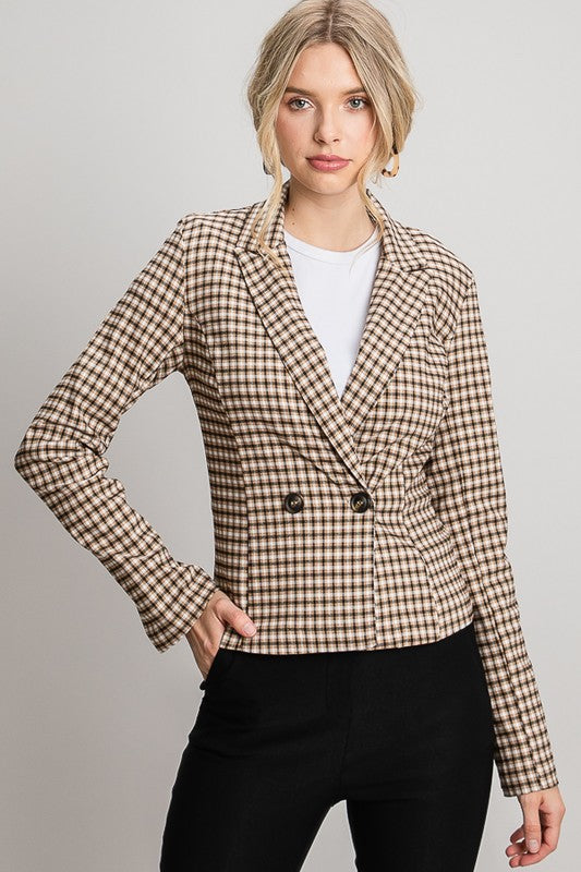 Camel Double Zipper Bolero Blazer