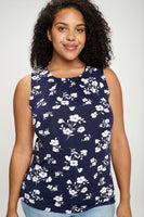 Blue Floral Plus Size Tops