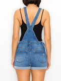DESTROYED ROLLED CUFF SHORTALLS