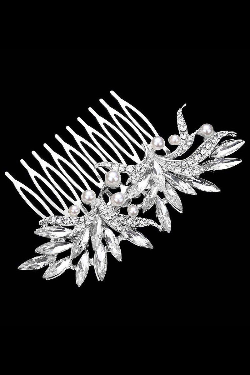 Marquise Stone Leaf Hair Comb