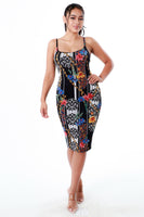 Floral Print Bodycon Midi Dress
