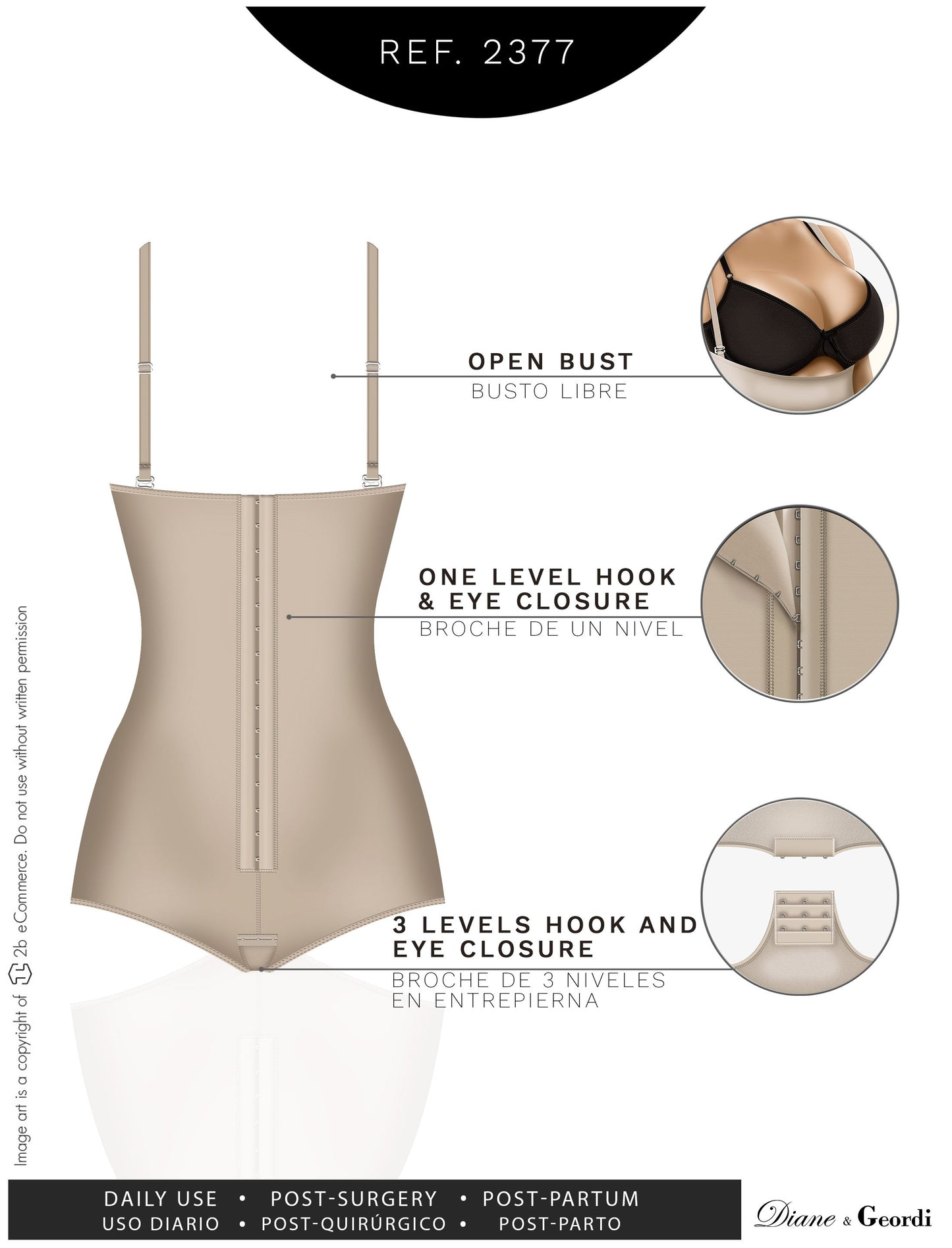 Diane & Geordi 002377 Women's Strapless Bodysuit Shapewear / Microlatex - Pal Negocio