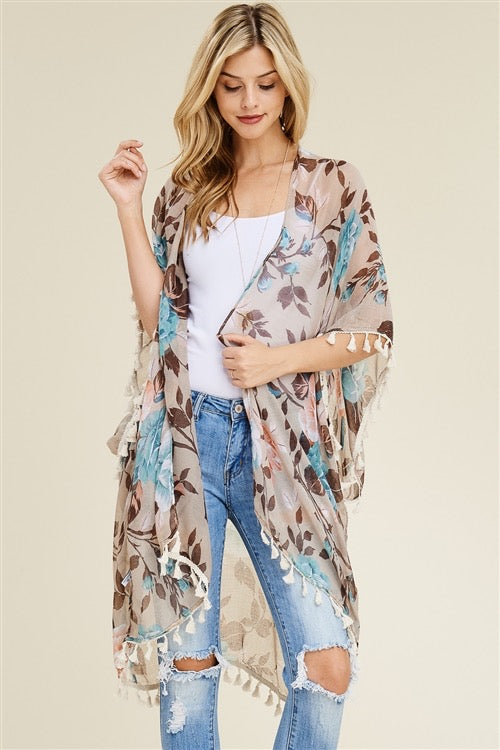 FLORAL TASSEL CARDIGAN