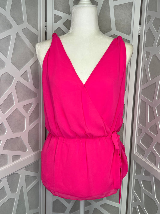 HOT PINK FRONT WRAP TOP