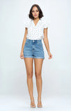 HIGH RISE SOLID HEM DENIM SHORTS