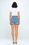 HIGH RISE SOLID HEM DENIM SHORTS