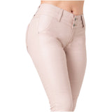 LOWLA 0719 | Faux Leather Mid Rise Jeans for Women - Pal Negocio