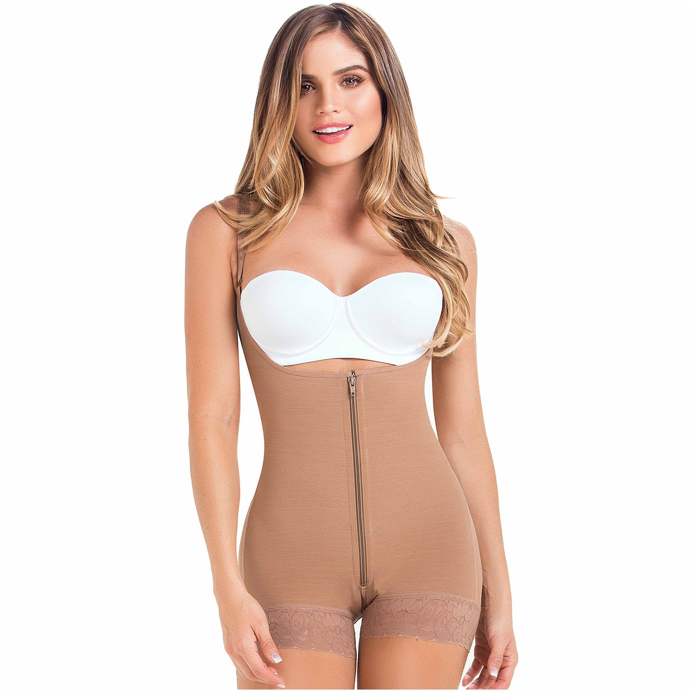 Fajas MariaE 9235 | Colombian Body Shaper Butt Lifting Postpartum Girdle Shapewear for Women | Open Bust for Daily Use - Pal Negocio