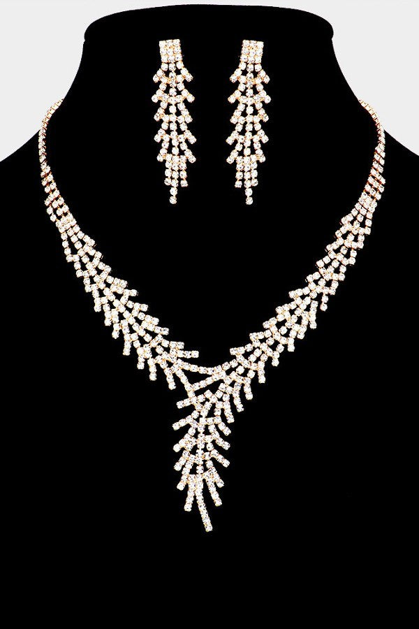 Rhinestone Pave Twig Necklace