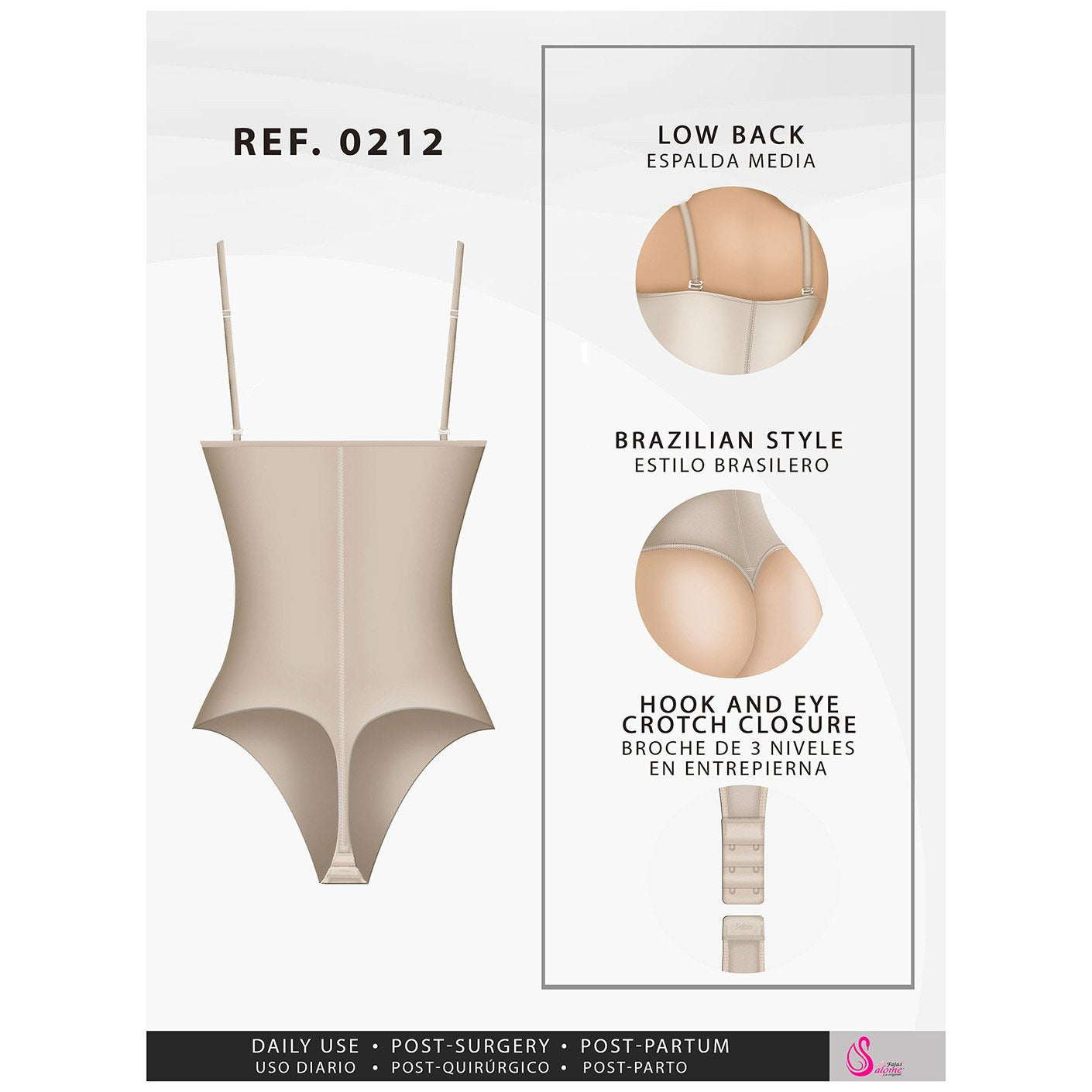 Fajas Salome 0212 | Strapless Thong Body Shaper | Everyday Use Tummy Control Shapewear Girdle for Dress - Pal Negocio