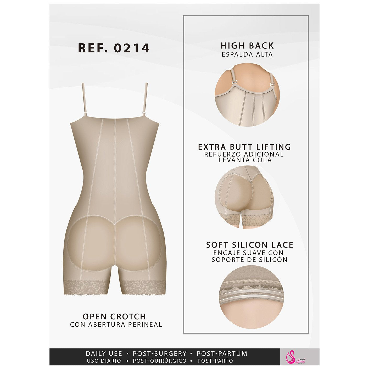 Fajas Salome 0214 | Mid Thigh Strapless Body Shaper for Dresses | Tummy Control & Butt Lifting Shapewear for Dress - Pal Negocio