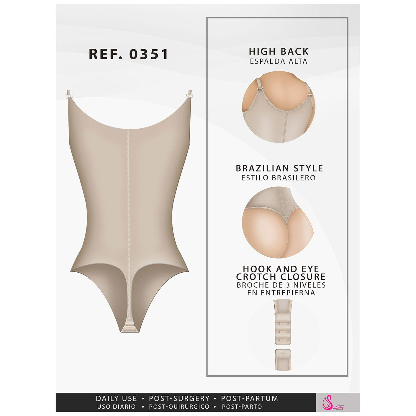 Fajas Salome 0351 | Open Bust Thong Tummy Control Shapewear for Women | Powernet - Pal Negocio