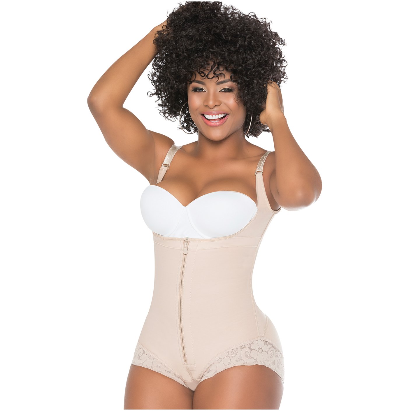 Fajas Salome 0413| Butt Lifter Tummy Control Shapewear for Women | Open Bust Hiphugger Bodysuit | Powernet - Pal Negocio