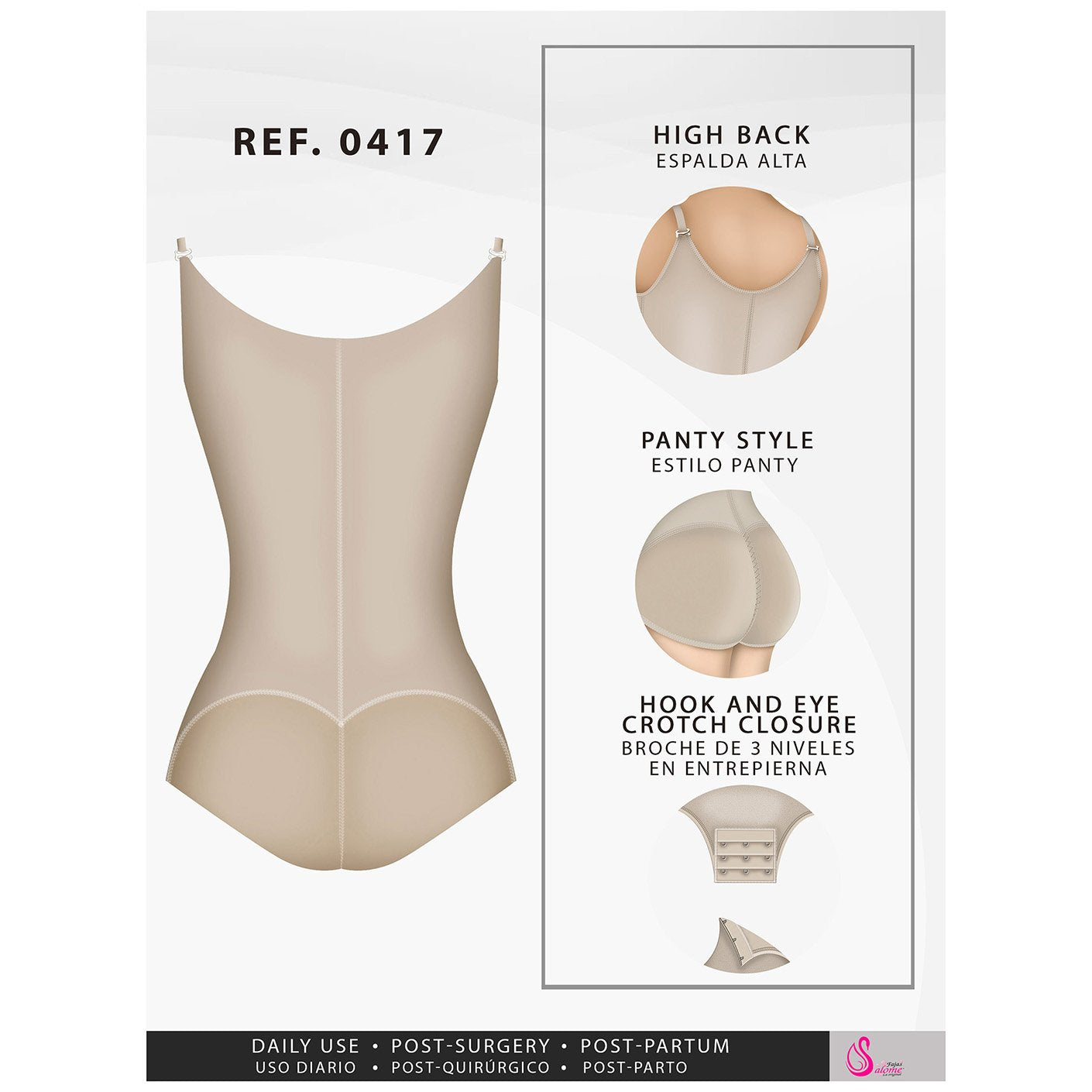 Fajas Salome 0417 | Open Bust Tummy Control Butt Lifter Shapewear for Women | Hiphugger Daily Use Body Shaper | Powernet - Pal Negocio