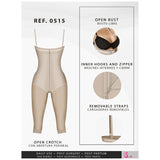 Fajas Salome 0515 | Open-Bust Postpartum Bodysuit | Knee Length Full Body Shaper for Women | Powernet - Pal Negocio