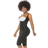 Fajas Salome 0516 | Post Surgery Postpartum Butt Lifter Full Bodysuit | Open Bust Knee Length Body Shaper for Women | Powernet - Pal Negocio